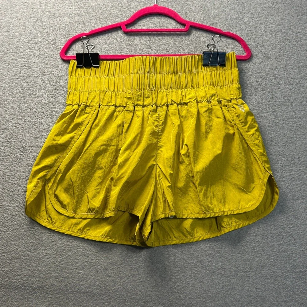 FP Movement Running Shorts Womens Small Chartreuse Smocked Dolphin Athletic